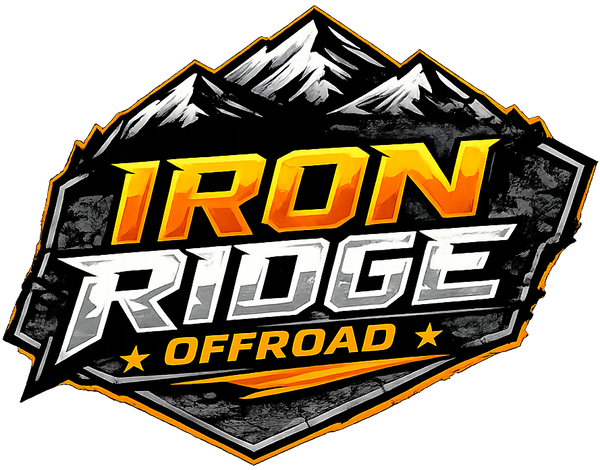 Iron Ridge Offroad logo with mountain design on a white background