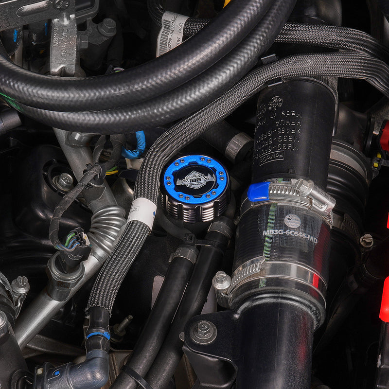 Beadlock Oil Cap w/ Blue Ring 21+ Bronco, 15+ F-150, 19+ Ranger, 22+ Maverick - IAG-ACC-F1090BKBL image 2