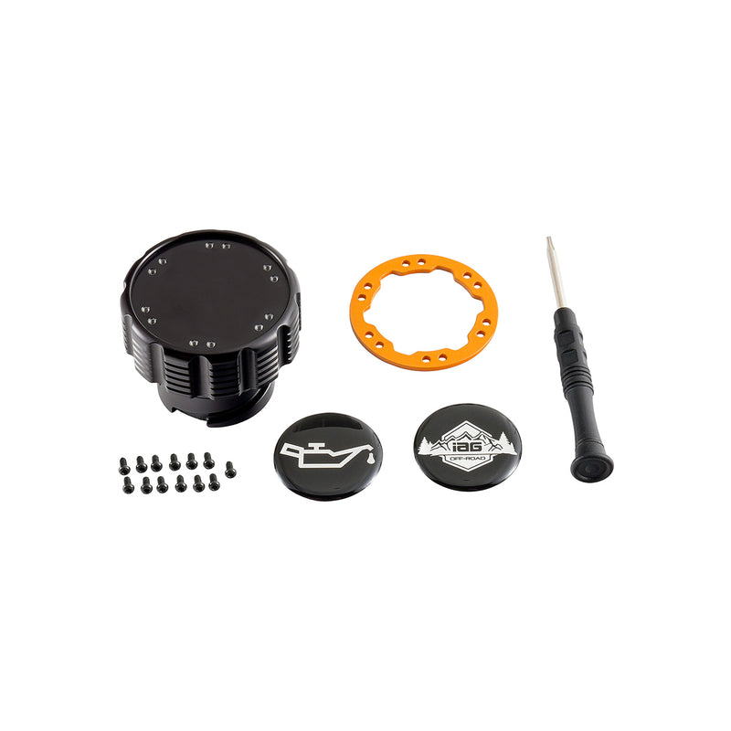 Beadlock Oil Cap w/ Orange Ring 21+ Bronco, 15+ F-150, 19+ Ranger, 22+ Maverick - IAG-ACC-F1090BKOR