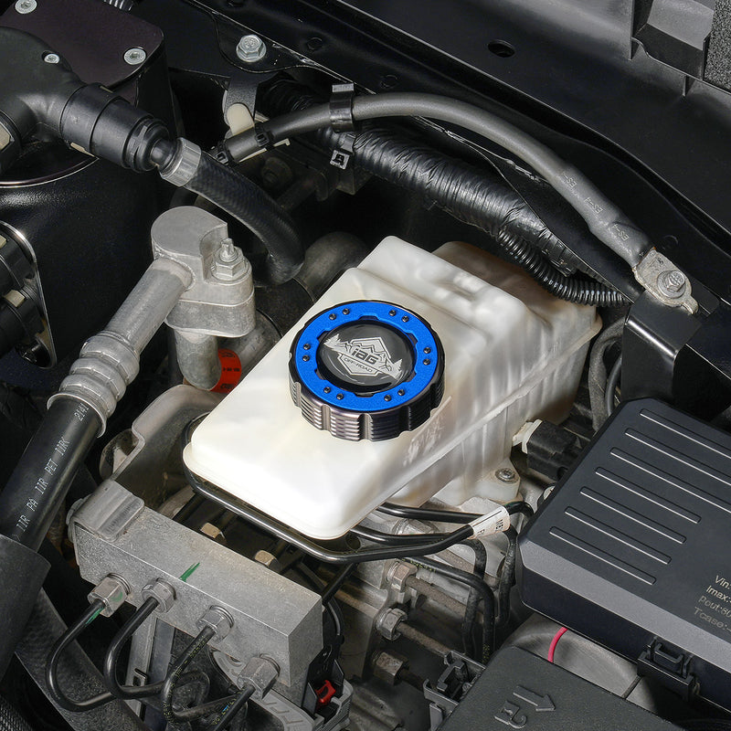 Beadlock Brake Fluid Cap w/ Blue For 2021+ Ford Bronco, 19+ Ranger, 22+ Maverick - IAG-ACC-F1091BKBL image 2