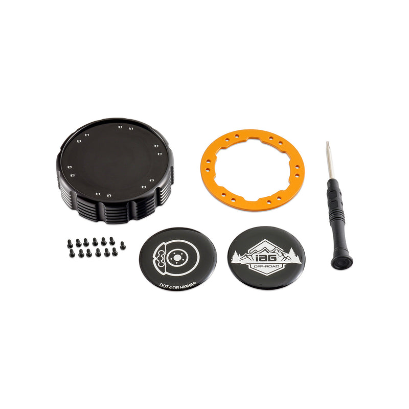 Beadlock Brake Fluid Cap w/ Orange For 21+ Ford Bronco, 19+ Ranger, 22+ Maverick - IAG-ACC-F1091BKOR
