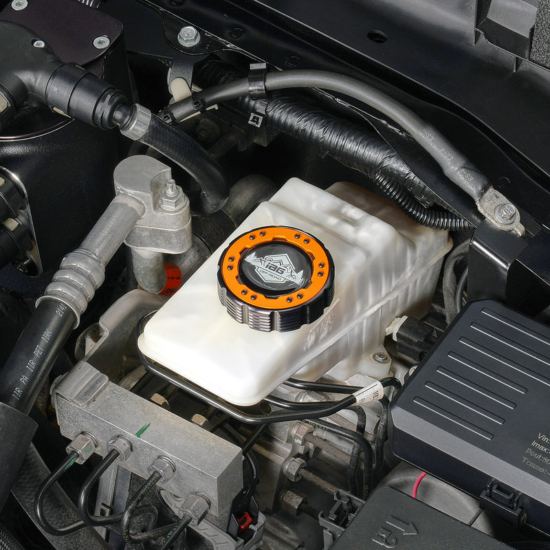 Beadlock Brake Fluid Cap w/ Orange For 21+ Ford Bronco, 19+ Ranger, 22+ Maverick - IAG-ACC-F1091BKOR image 2