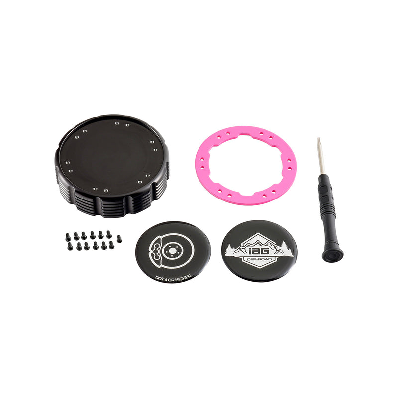 Beadlock Brake Fluid Cap w/ Pink For 2021+ Ford Bronco, 19+ Ranger, 22+ Maverick - IAG-ACC-F1091BKPK