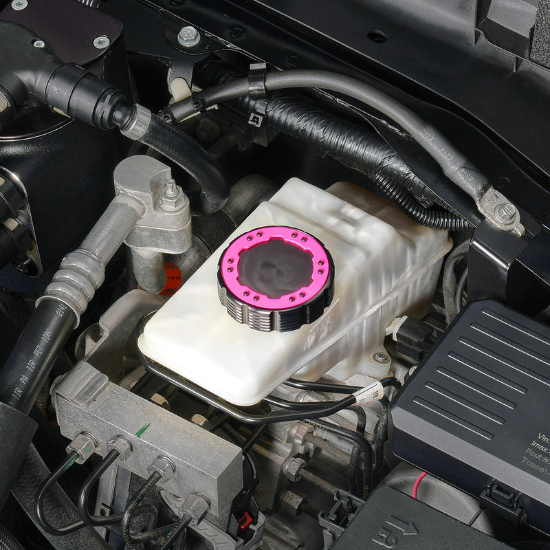 Beadlock Brake Fluid Cap w/ Pink For 2021+ Ford Bronco, 19+ Ranger, 22+ Maverick - IAG-ACC-F1091BKPK image 3