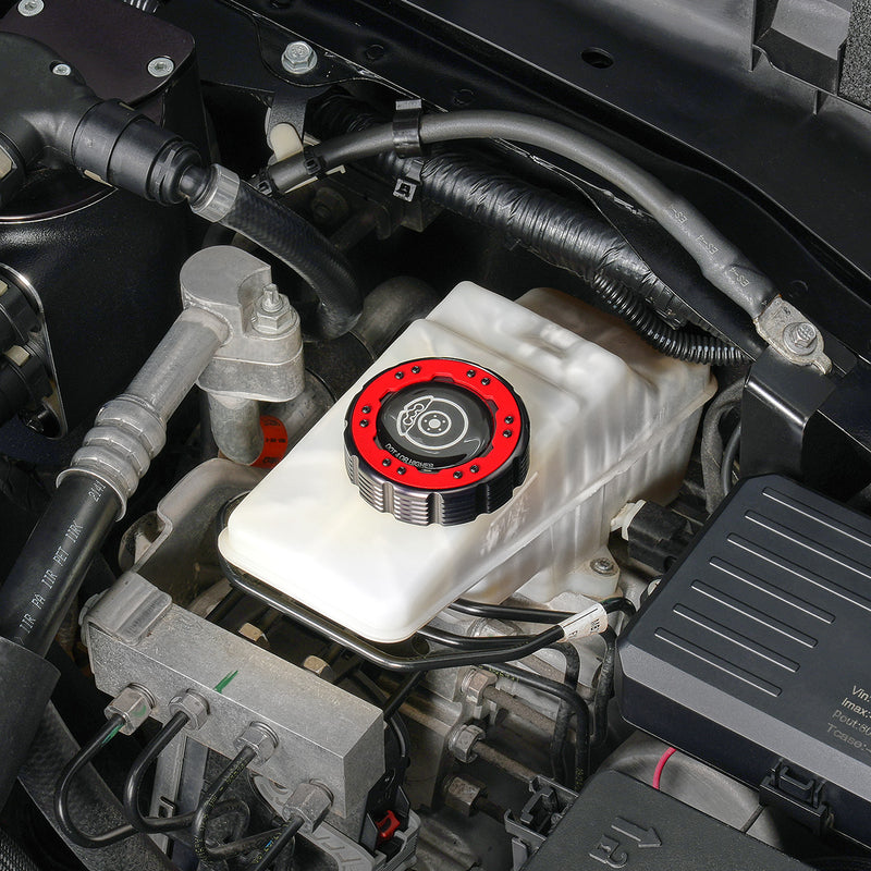 Beadlock Brake Fluid Cap w/ Red For 2021+ Ford Bronco, 19+ Ranger, 22+ Maverick - IAG-ACC-F1091BKRD image 3