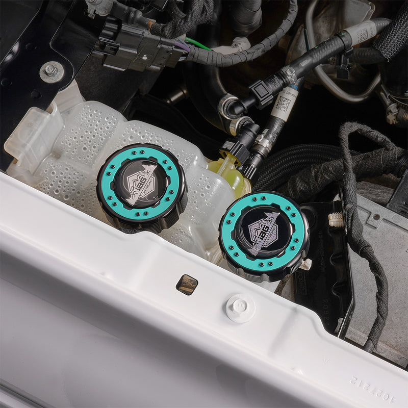 Beadlock Coolant Cap w/ Teal Ring 21+ Bronco 15+ F-150 19+ Ranger 22+ Maverick - IAG-ACC-F1092BKGT image 4