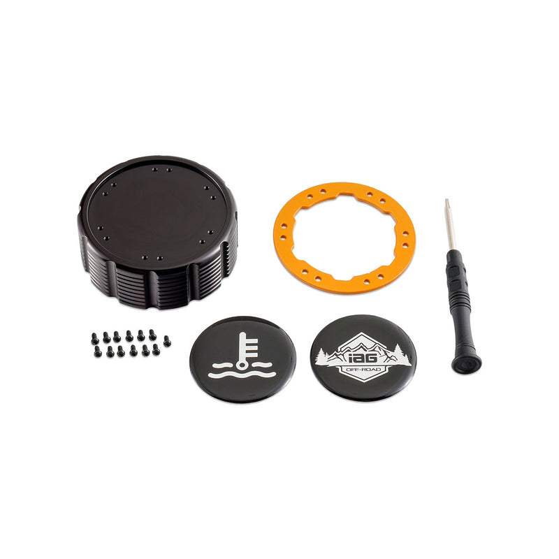 Beadlock Coolant Cap w/ Orange Ring 21+ Bronco 15+ F-150 19+ Ranger 22+ Maverick - IAG-ACC-F1092BKOR