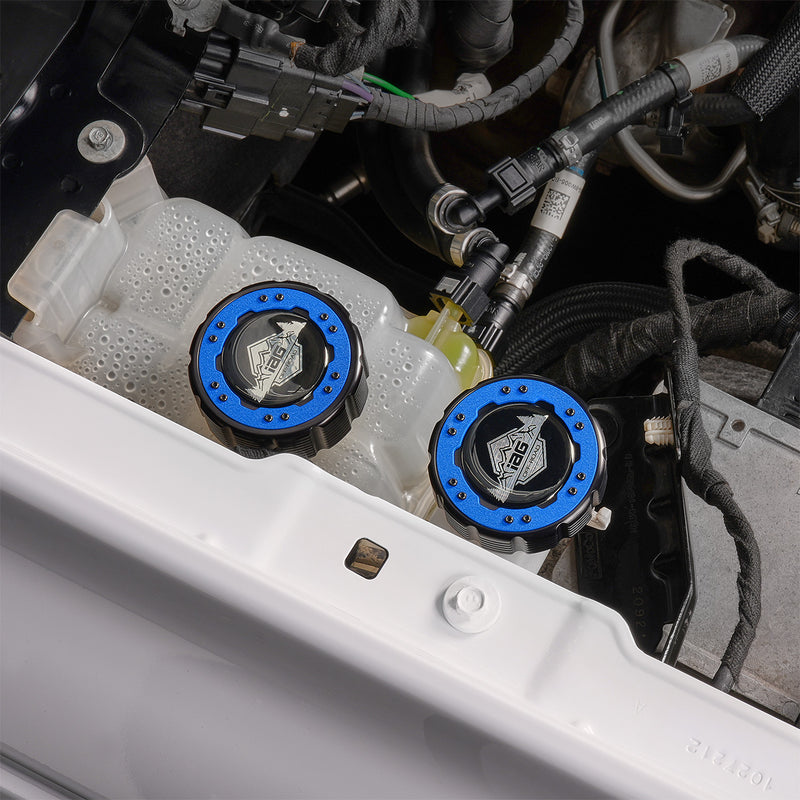 Beadlock Washer Fluid Cap w/ Blue For 21+ Ford Bronco, 24+ Ranger, 22+ Maverick - IAG-ACC-F1093BKBL image 4