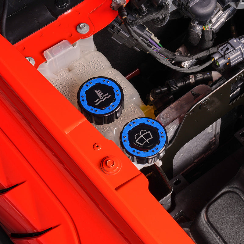 Beadlock Washer Fluid Cap w/ Blue For 21+ Ford Bronco, 24+ Ranger, 22+ Maverick - IAG-ACC-F1093BKBL image 11