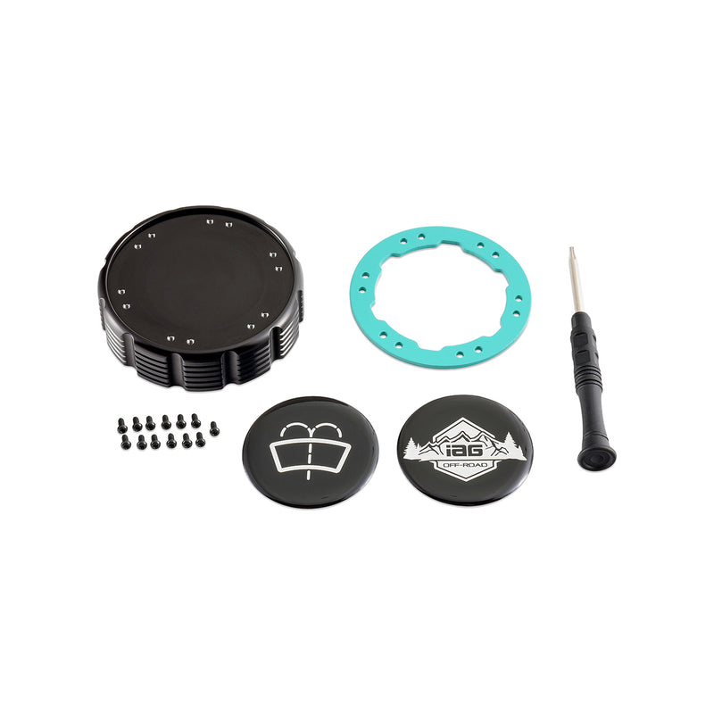 Beadlock Washer Fluid Cap w/ Teal For 21+ Ford Bronco, 24+ Ranger, 22+ Maverick - IAG-ACC-F1093BKGT