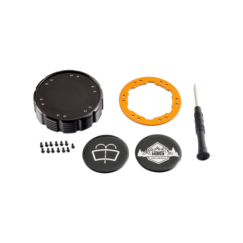 Beadlock Washer Fluid Cap w/ Orange 21+ Ford Bronco, 24+ Ranger, 22+ Maverick - IAG-ACC-F1093BKOR
