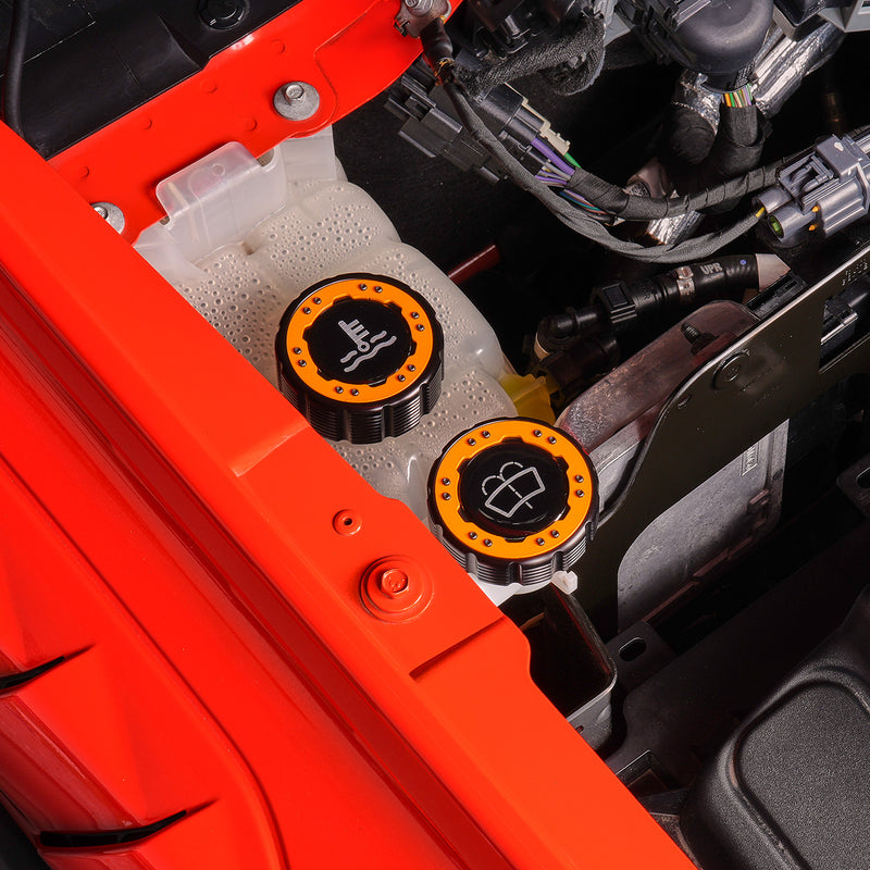 Beadlock Washer Fluid Cap w/ Orange 21+ Ford Bronco, 24+ Ranger, 22+ Maverick - IAG-ACC-F1093BKOR image 2