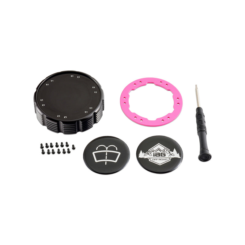 Beadlock Washer Fluid Cap w/ Pink For 21+ Ford Bronco, 24+ Ranger, 22+ Maverick - IAG-ACC-F1093BKPK