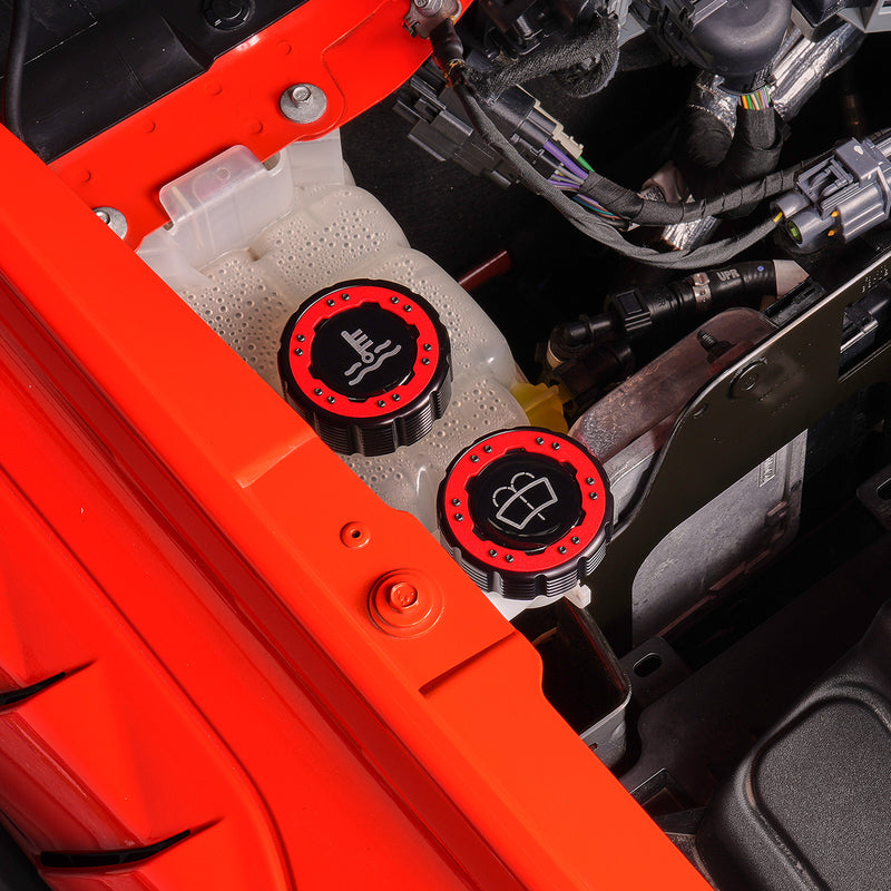 Beadlock Washer Fluid Cap w/ Red For 2021+ Ford Bronco, 24+ Ranger, 22+ Maverick - IAG-ACC-F1093BKRD image 11
