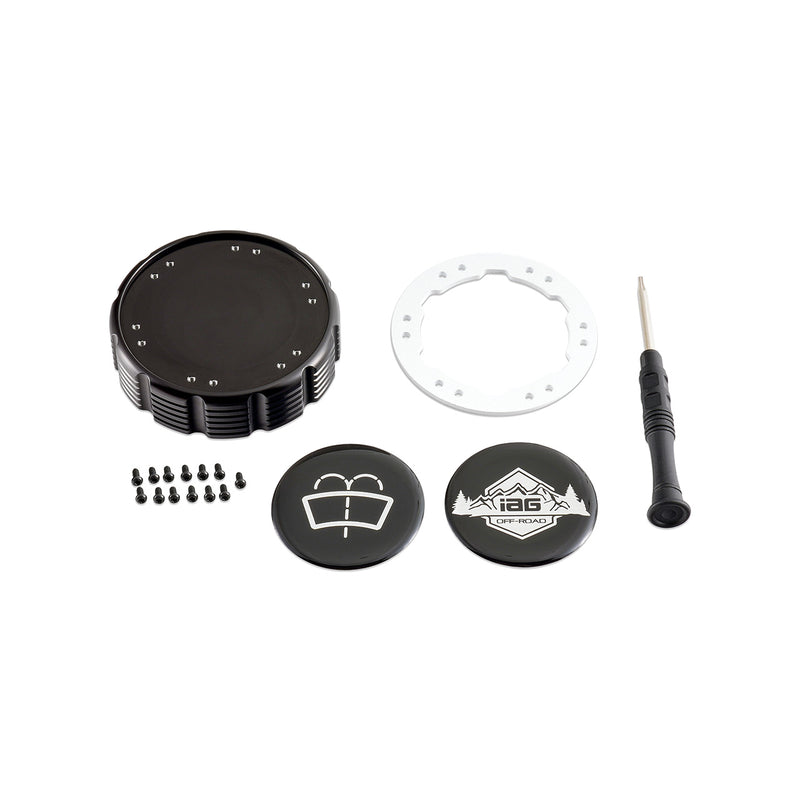 Beadlock Washer Fluid Cap w/ White For 21+ Ford Bronco, 24+ Ranger, 22+ Maverick - IAG-ACC-F1093BKWH
