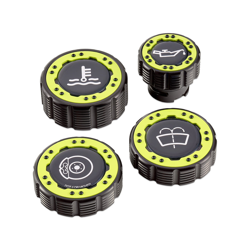 Beadlock Cap Kit for 21+ Ford Bronco, 2024+ Ranger, 2022+ Maverick - Neon Yellow - IAG-ACC-F1096BKNY