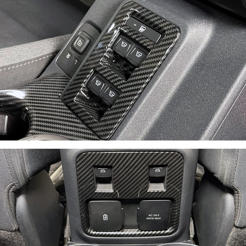I-Line 2pc Window Switch Panel Cover Kit Gloss Carbon - IAG-ACC-F3090