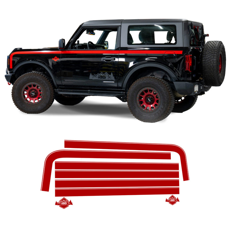 Boss Style Vinyl Side Stripe Kit Red - IAG-BDY-F2081RD