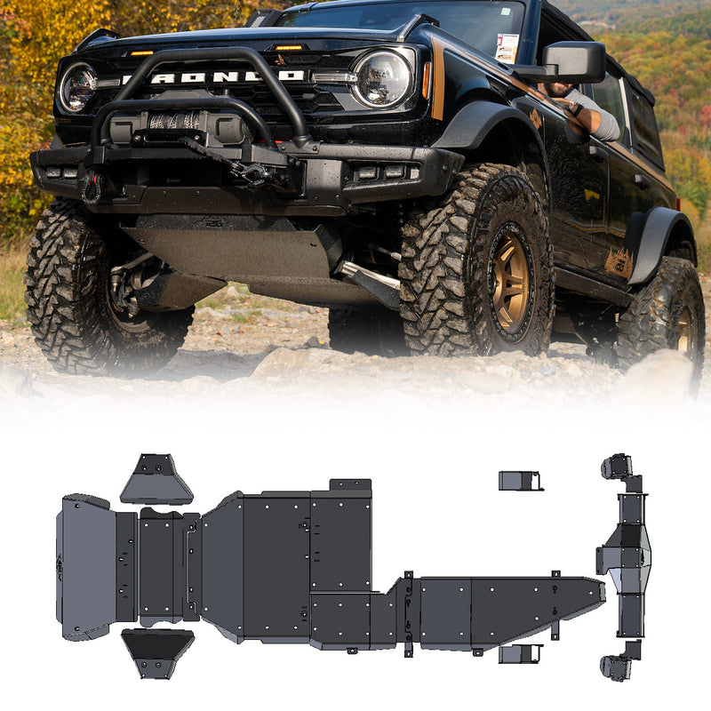 Rock ShieldTM Bronco Four Door Complete Skid Plate Set - IAG-BDY-F2321
