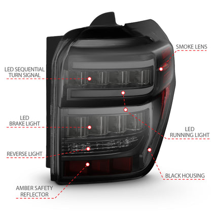 ANZO LED Tail Light Assembly Smoke Lens w/ Light Bar | Toyota 4Runner (14-20) (311312)