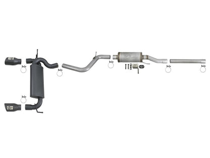 aFe Rebel Series 2.5" Cat-Back Exhaust Black Tips (REAR): Jeep Wrangler JK 2007-2018 3.8/3.6L