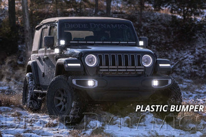Diode Dynamics SS3 Sport LED Fog Light Kit Amber Backlit White (FRONT): Jeep Wrangler JK 2007-2018 / JL 2018-26 / Gladiator JT 2020-24 10th Anniversary Metal Bumper