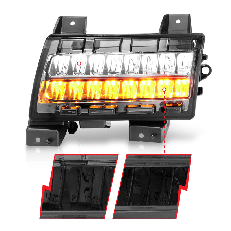 ANZO LED Fender Lights Sequential Signals (F&R): Jeep Wrangler JL Sport 2018-2024 w/ Chrome Smoke - Smoke
