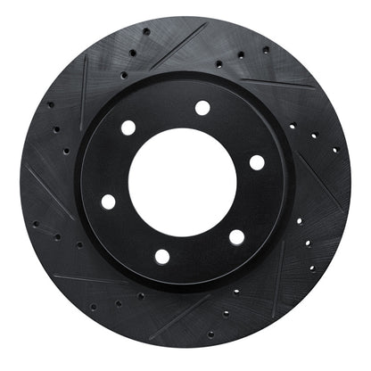 R1 Concepts 19-25mm Front Left Drilled & Slotted Black Brake Rotor | Ford Bronco (19-26) / Ranger (19-26) (ECB-54275L)