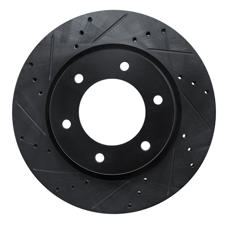 R1 Concepts 19-25mm Front Left Drilled & Slotted Black Brake Rotor | Ford Bronco (19-26) / Ranger (19-26) (ECB-54275L)