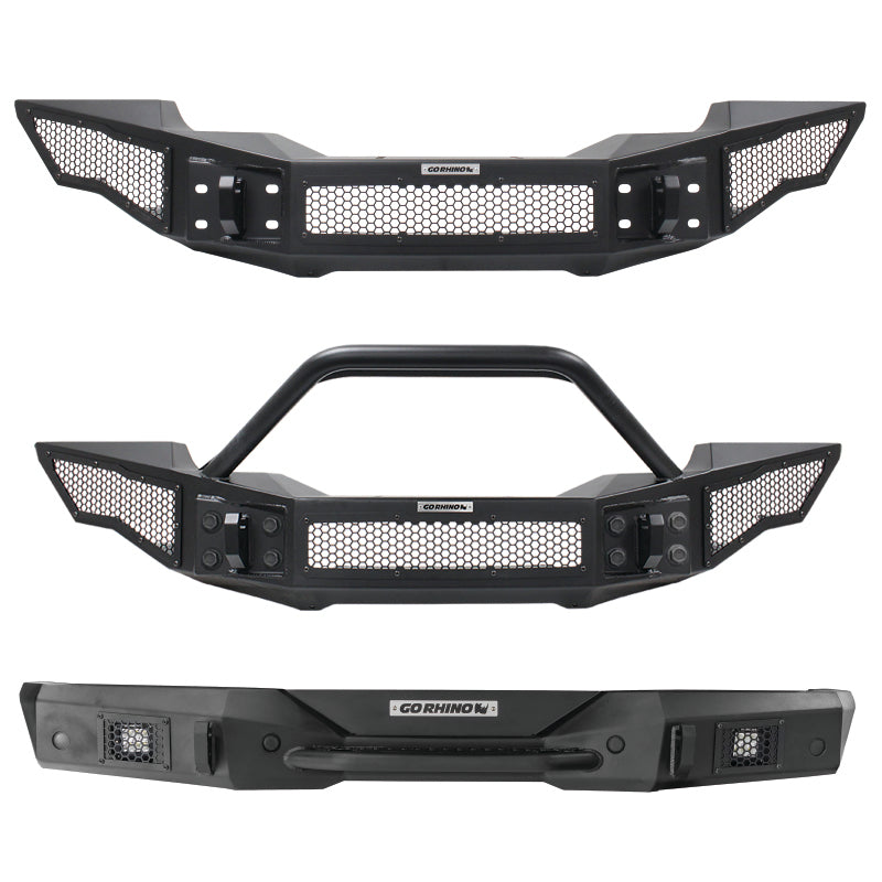 Go Rhino Rockline Full Width Front Bumper w/ Overrider (FRONT): Jeep Wrangler / Gladiator (07-26)