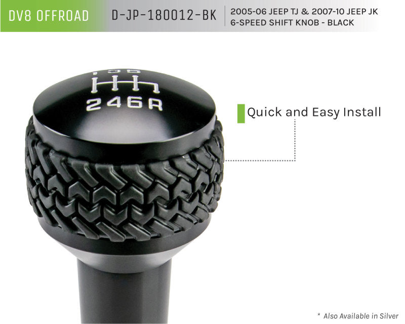 DV8 Offroad Black 6-Speed Shift Knob: Jeep Wrangler 2005-2010