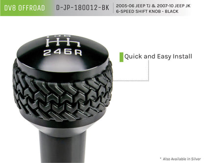 DV8 Offroad Black 6-Speed Shift Knob: Jeep Wrangler 2005-2010
