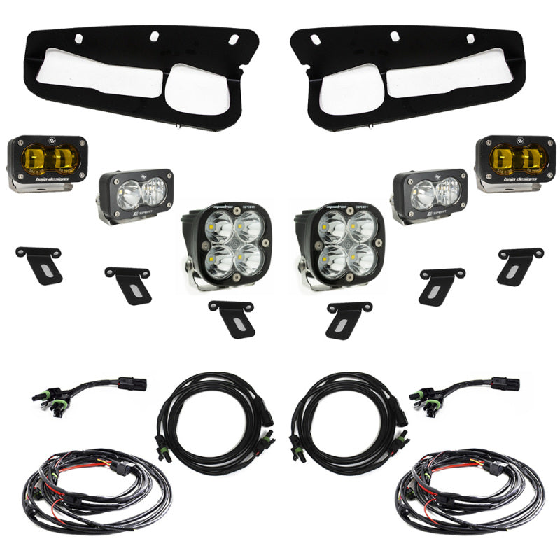Baja Designs Ford Bronco w/Steel Bumper S2 SAE Sportsmen Fog Pocket Light Kit - Amber | Ford Bronco (21-22) (448178)