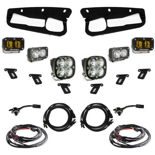 Baja Designs Ford Bronco w/Steel Bumper S2 SAE Sportsmen Fog Pocket Light Kit - Amber | Ford Bronco (21-22) (448178)