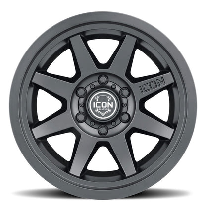 ICON Rebound 17x8.5 6x5.5 0mm Offset 4.75in BS 106.1mm Bore Satin Black Wheel | Ford Bronco (21-26) (1917858347SB)