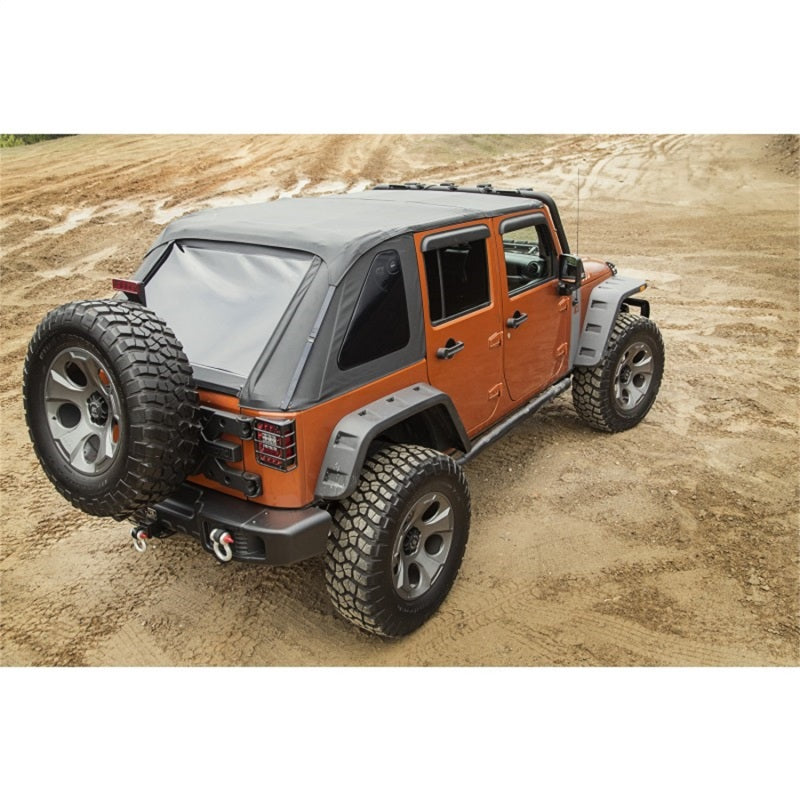 Rugged Ridge Bowless Soft Top Black Diamond 4-Door: Fits Most Jeep Wrangler Models (2007-2018)