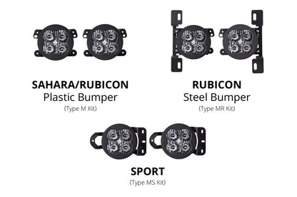 Diode Dynamics SS3 Sport LED Fog Light Kit Amber Backlit White (FRONT): Jeep Wrangler JK 2007-2018 / JL 2018-26 / Gladiator JT 2020-24 10th Anniversary Metal Bumper