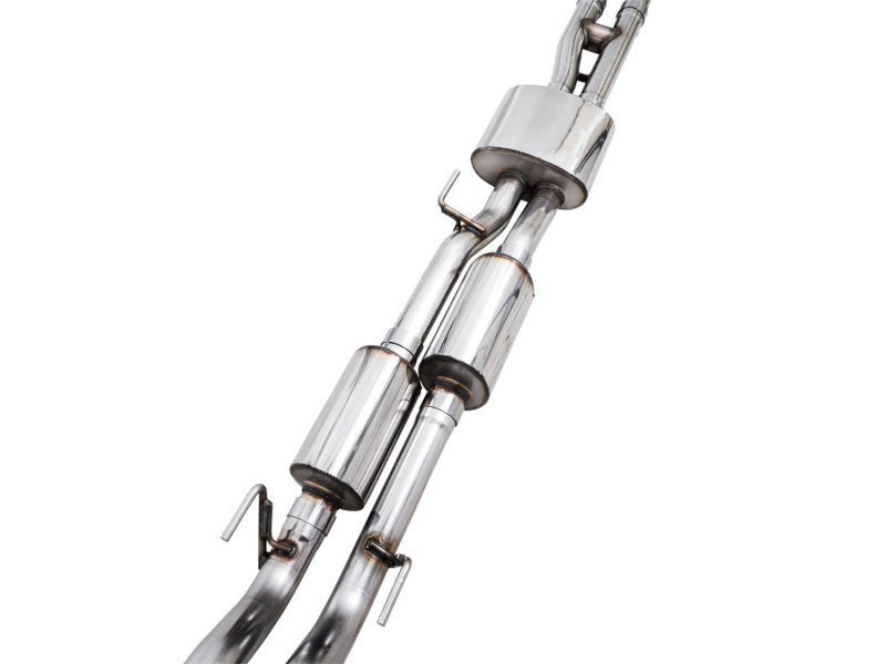AWE 16-22 Dual Chrome Silver Tips Catback Exhaust w/ BashGuard | Toyota Tacoma (16-19 / 20-23)