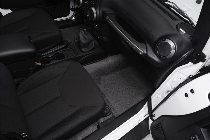 BedRug Front 3pc BedTred Floor Kit: Jeep Wrangler 2007-2010 w/ Heat Shields