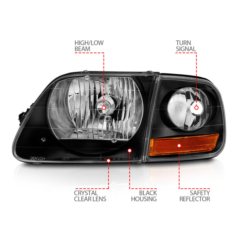 ANZO Crystal Headlight Set w/ LED Parking Light | Ford F150 (97-03) (111460)