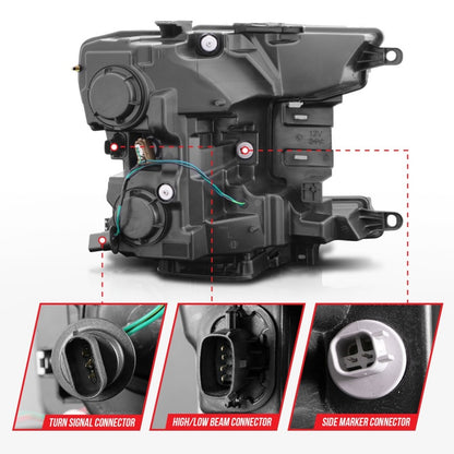 ANZO Projector Headlight Set w/ Plank Style Switchback Black Housing | Ford F-150 (18-20) (111509)