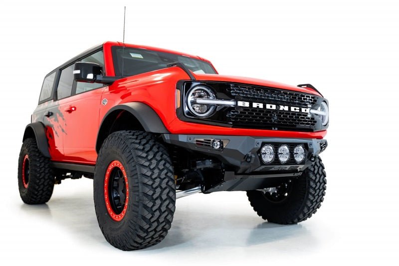 Addictive Desert Designs 2021+ Ford Bronco Bomber Front Bumper (w/ 3 Rigid 360 Mounts) Bumpers offroad accessory | Iron Ridge Offroad