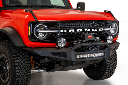 Addictive Desert Designs 2021+ Ford Bronco Rock Fighter Front Bumper - Hammer Black Bumpers offroad accessory | Iron Ridge Offroad