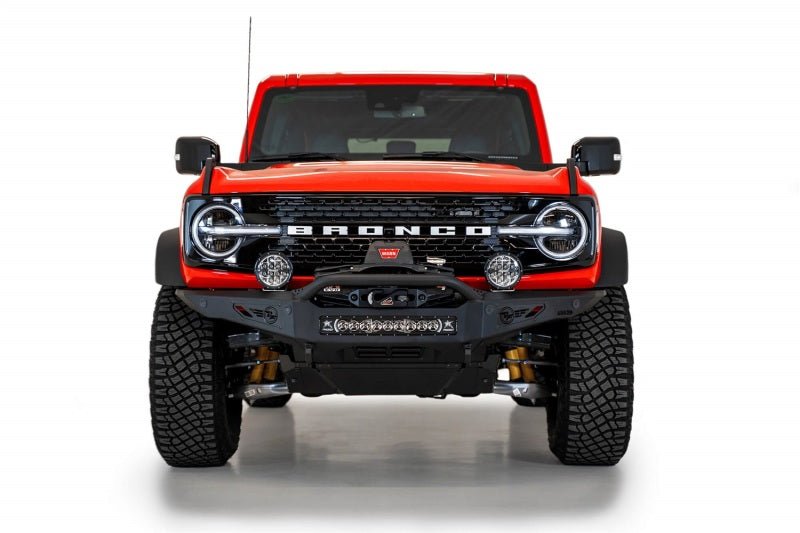 Addictive Desert Designs 2021+ Ford Bronco Rock Fighter Front Bumper - Hammer Black Bumpers offroad accessory | Iron Ridge Offroad