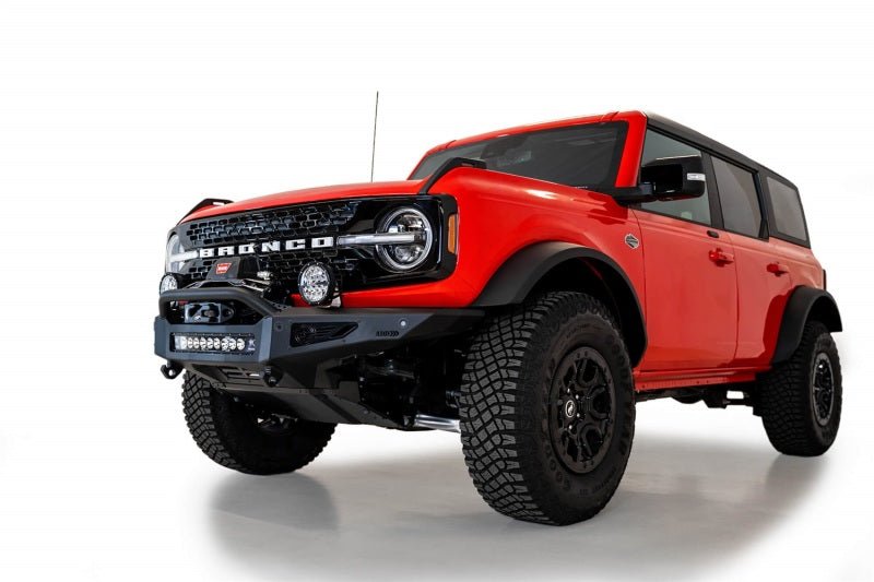 Addictive Desert Designs 2021+ Ford Bronco Rock Fighter Front Bumper - Hammer Black Bumpers offroad accessory | Iron Ridge Offroad