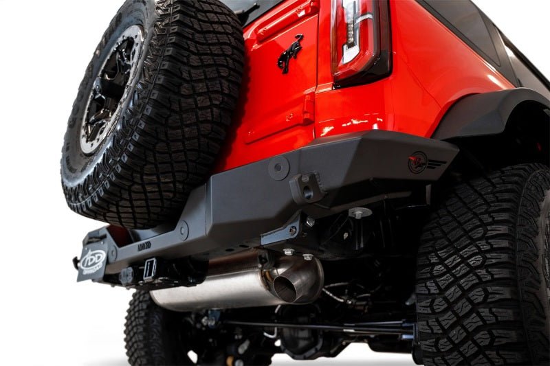 Addictive Desert Designs 2021+ Ford Bronco Rock Fighter Rear Bumper - Hammer Black Bumpers offroad accessory | Iron Ridge Offroad