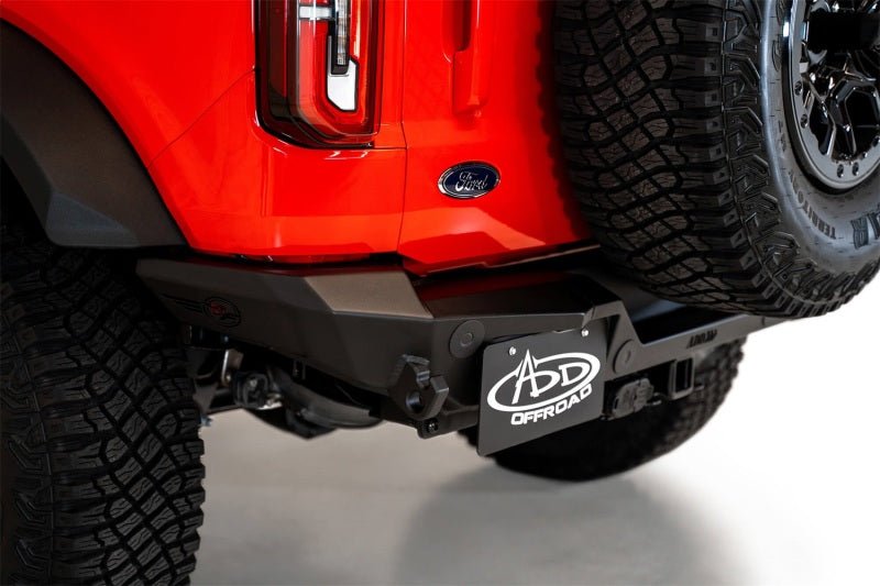 Addictive Desert Designs 2021+ Ford Bronco Rock Fighter Rear Bumper - Hammer Black Bumpers offroad accessory | Iron Ridge Offroad