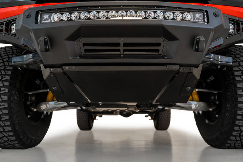 Addictive Desert Designs 2021+ Ford Bronco Stealth Fighter Front Bumper Skid Plate Kit Body Armor & Protection offroad accessory | Iron Ridge Offroad