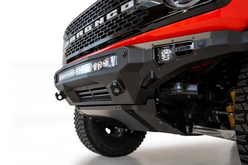 Addictive Desert Designs 2021+ Ford Bronco Stealth Fighter Front Bumper Skid Plate Kit Body Armor & Protection offroad accessory | Iron Ridge Offroad