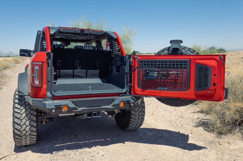 Addictive Desert Designs 2021+ Ford Bronco Tailgate Molle Panel Interior Styling offroad accessory | Iron Ridge Offroad